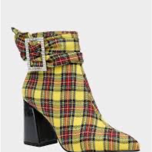 Bling Yellow Plaid Boots, Sz 11 - Picture 4 of 6